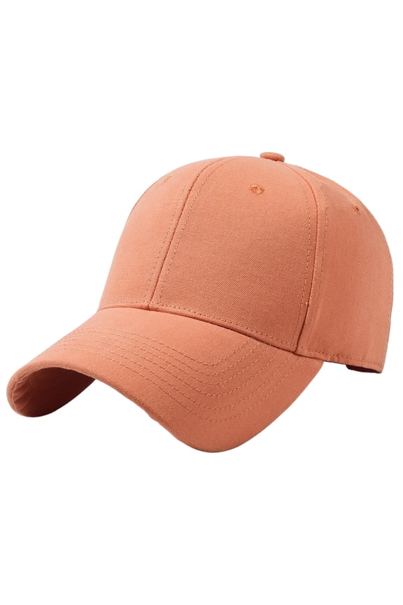 Unisex Solid Color Baseball Cap Comfortable Cotton Sun Hat Casual Adjustable Brim Hat Orange One Size