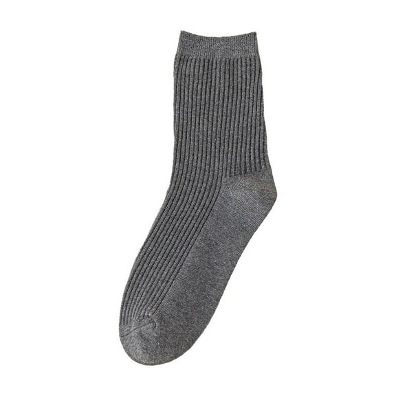 DJN Unisex Solid Color Crew Socks, Simple Knit Ankle Socks for Men & Women Dark Gray