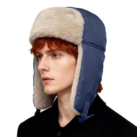 DJN Women Knit Hat Scarf Combo for Women Winter New Style Pullover Outdoor Warm Ear Protection Set Blue L