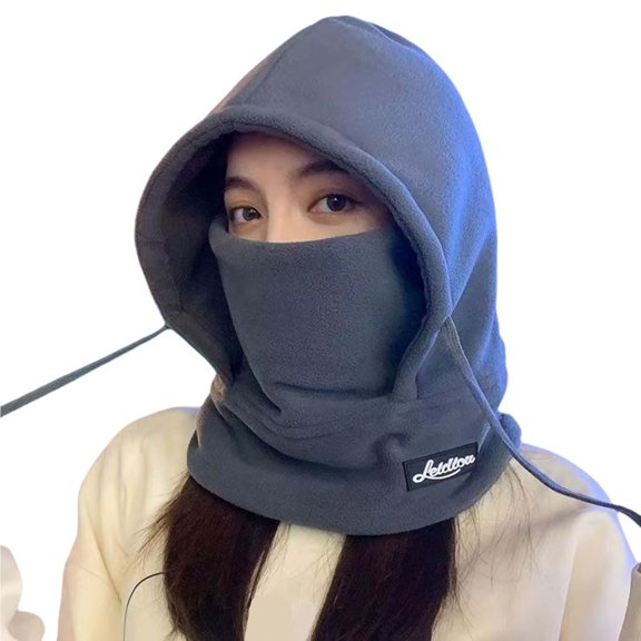 DJN Women Knit Hat Scarf Combo for Women Winter New Style Pullover Outdoor Warm Ear Protection Set Dark Gray One Size