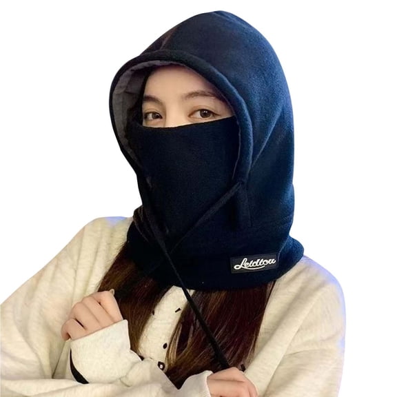 DJN Women Knit Hat Scarf Combo for Women Winter New Style Pullover Outdoor Warm Ear Protection Set Dark blue One Size