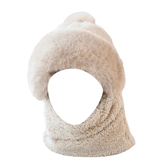 DJN Women Knit Hat Scarf Combo for Women Winter New Style Pullover Outdoor Warm Ear Protection Set Khaki One Size