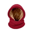 thumbnail image 1 of DJN Women Scarf Hat Set with Thick Knit Windproof Neck Warmer Two-in-One Winter Set Brick Red One Size, 1 of 3