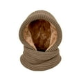 thumbnail image 1 of DJN Women Scarf Hat Set with Thick Knit Windproof Neck Warmer Two-in-One Winter Set Coffee One Size, 1 of 3