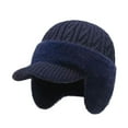 thumbnail image 1 of DJN Women Winter Ear Flap Hat for Outdoor Riding Thickened Fleece Lined Knit Beanie Cotton Windproof Cold Weather Cap Navy One Size, 1 of 7