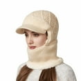 thumbnail image 1 of DJN Women's 3-in-1 Knit Hat Scarf Set Color Block Winter Neck Warmer Outdoor Windproof Cold Weather Hat Beige One Size, 1 of 6
