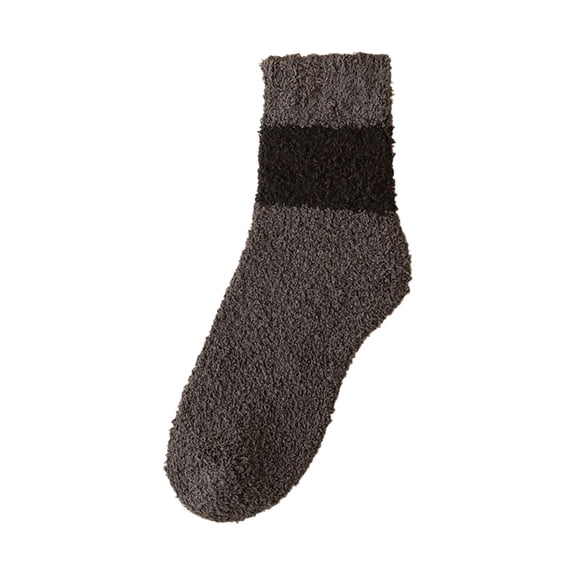 DJN Women's Coral Velvet Socks Thick Cozy Home Socks with Cute Prints Non-Slip Winter Warm Mid-Crew Socks Dark Gray One Size