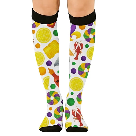 DJN Women's Knee High Socks 3D Print Compression Socks Cute Pattern Support Socks for Daily Wear Sky Blue One Size