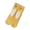 thumbnail image 1 of DJN Women's Printed Coral Velvet Socks Thick Fleece Lined Winter Mid-Crew Socks Non-Slip Home Wear Yellow One Size, 1 of 4
