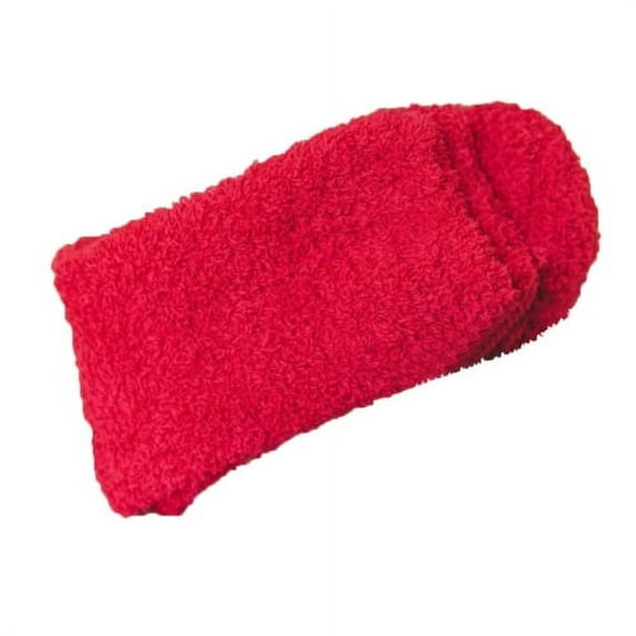 DJN Women's Solid Color Coral Fleece Socks - Cozy Cotton Knit Ankle Socks Red