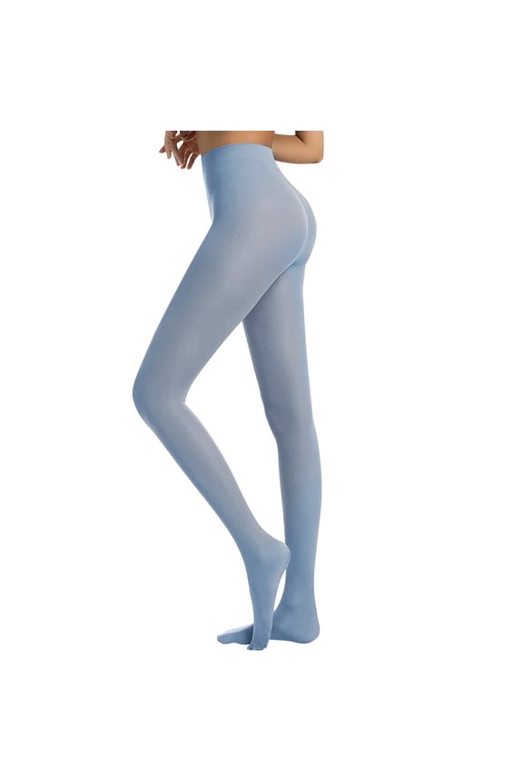 Women's Solid Color Sheer Tights Slim Fit Pantyhose Soft Sock Light Blue XL