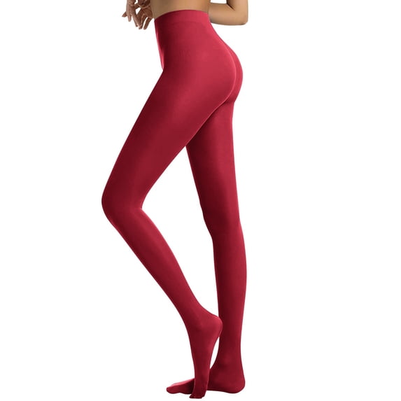 DJN Women's Solid Color Sheer Tights Slim Fit Pantyhose Soft Sock Wine Red S