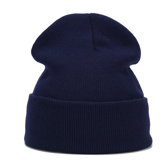 DJN Women's Solid Color Skull Knit Beanie Winter Warm Hat for Cold Weather Navy A