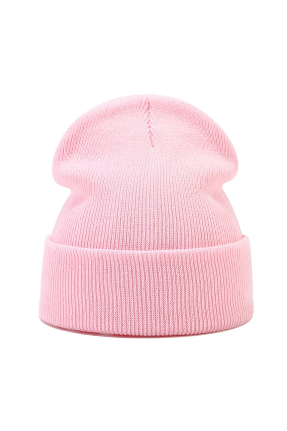 Women's Solid Color Skull Knit Beanie Winter Warm Hat for Cold Weather Pink A