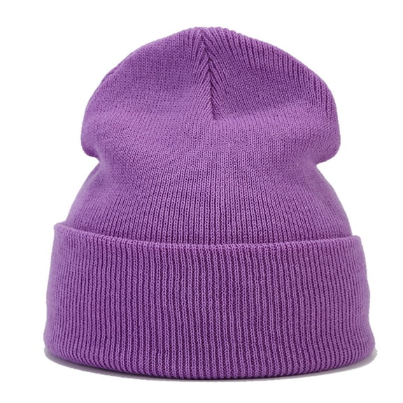DJN Women's Solid Color Skull Knit Beanie Winter Warm Hat for Cold Weather Purple A