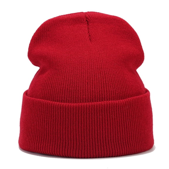 DJN Women's Solid Color Skull Knit Beanie Winter Warm Hat for Cold Weather Wine Red A