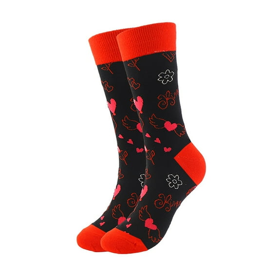 DJN Women's Valentine's Day Knee High Socks Heart Print Cotton Socks for Wife Watermelon red One Size