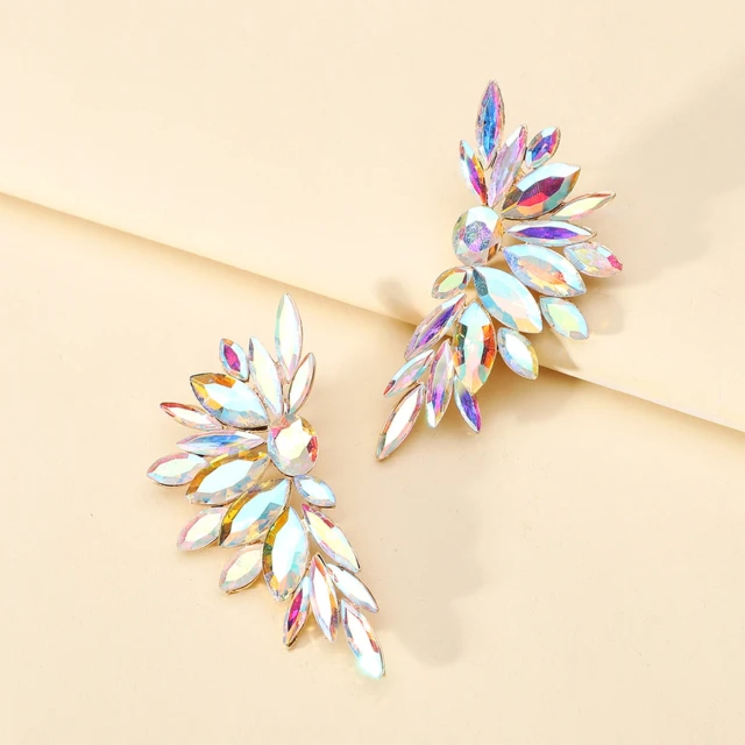 DJNIRUI Designer Brand Crystal Glass Stud Earrings Elegant and