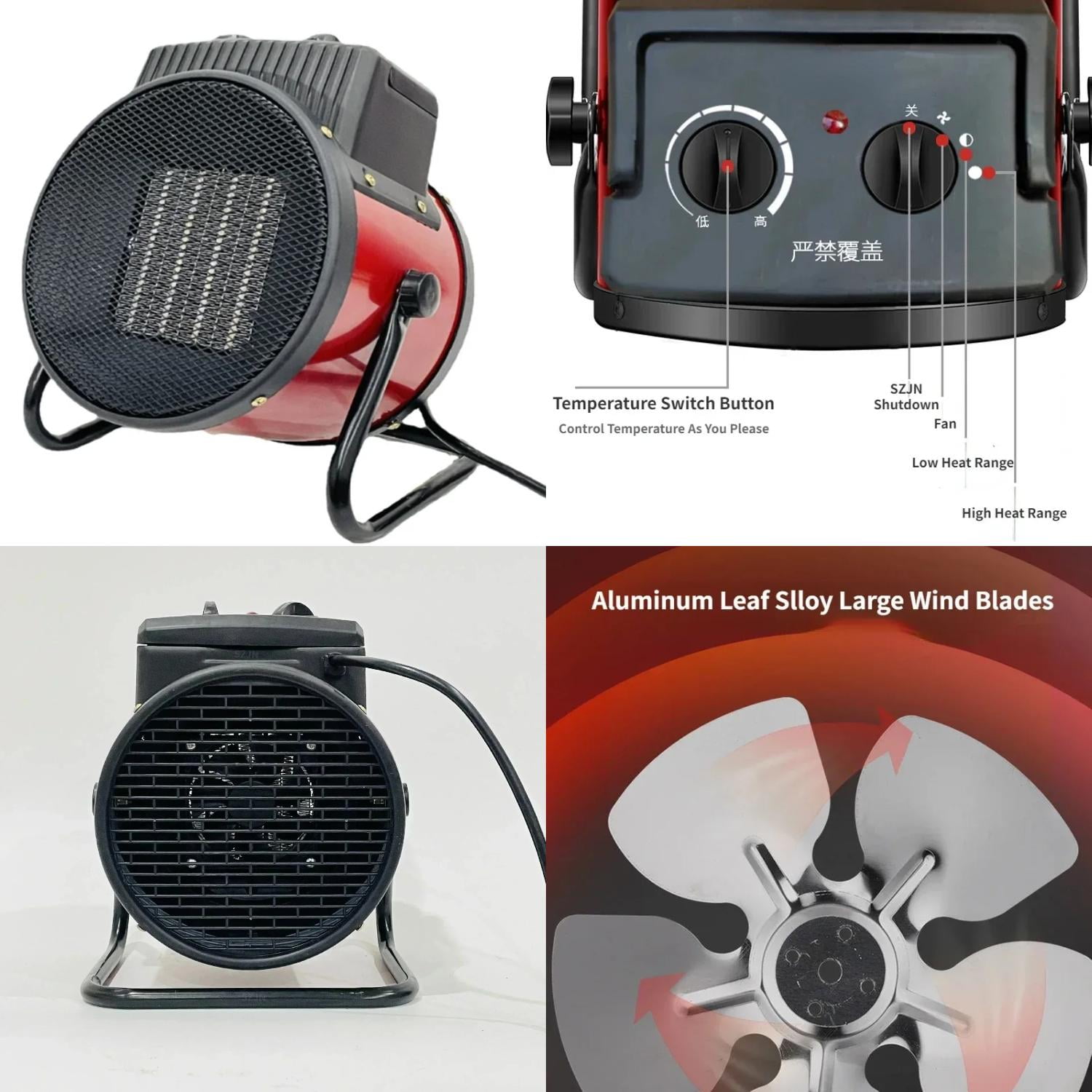 DJNRUI Adjustable Industrialgrade Portable 3500W Ceramic Heating Stove