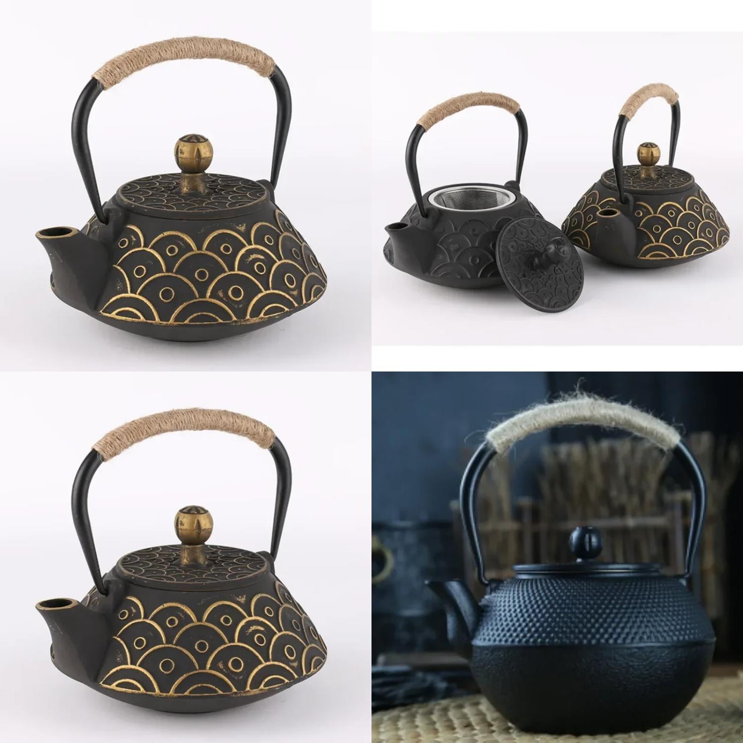 DJNRUI Cast Iron Japanese Tea Pot Set 900ml Tetsubin Kettle