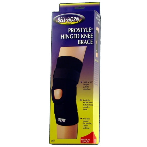 DJO Bell-Horn Prostyle Hinged Knee Wrap, (Size: L) Black Medial/Lateral Knee Instablility Support