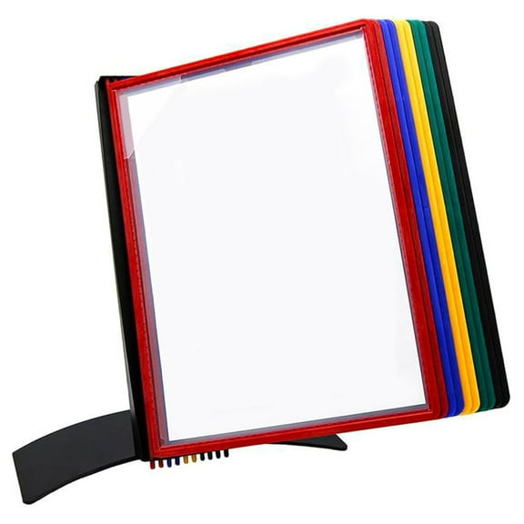 DJOIS by - Desktop Reference & Display System - Durable Metal Base & Polypropylene - Letter-Size - 10 Double-Sided Pockets - 20 Sheet Capacity - Easy-Load- Made in Denmark - Assorted