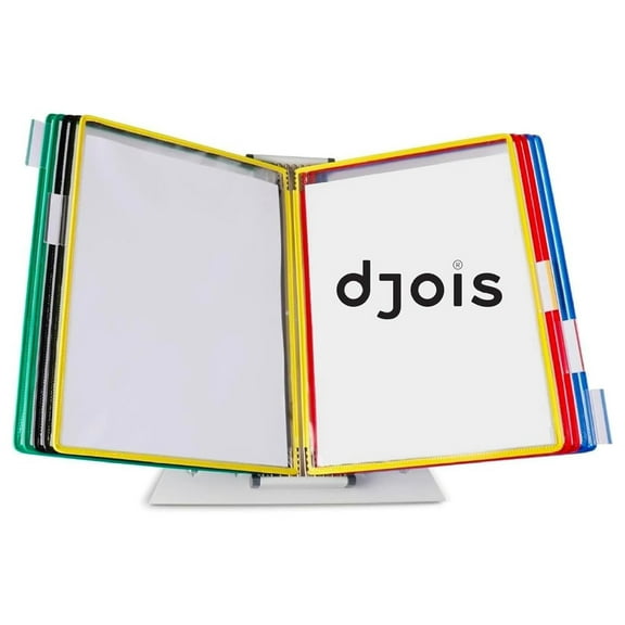 DJOIS by - Desktop Reference & Display System - Durable Steel Wire Frames - Letter-Size - 10 Double-Sided Pockets - 20 Sheet Capacity - Expandable - Made in France - Assorted Colors