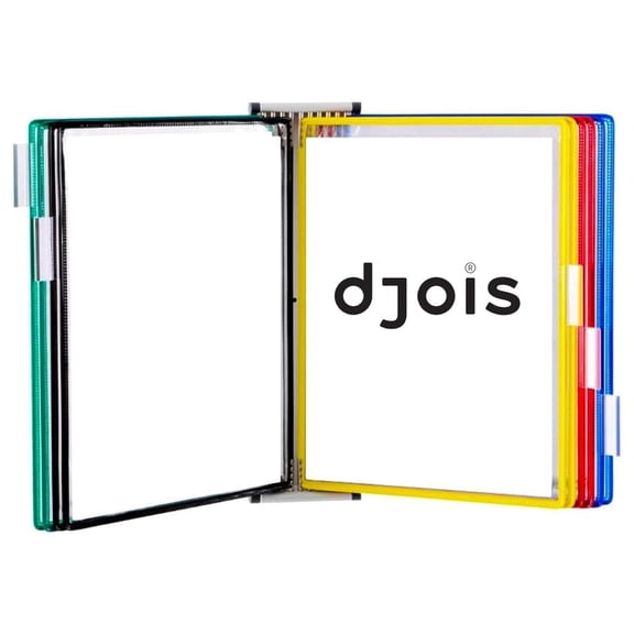DJOIS by - Magnetic Wall Reference System - Durable Steel Wire Frames - Letter-Size -10 Double-Sided Display Pockets - 20 Sheet Capacity - Adjustable Tab - Made in France - Assorted Colors