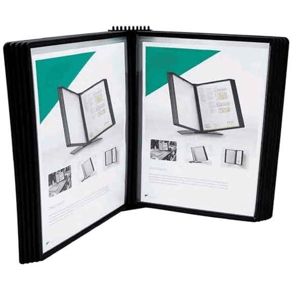 DJOIS Wall Mount Reference and Display System 10 Double-Sided Letter Pockets 20 Sheet Capacity Durable ABS & Metal Easy-Load Black (EZW771)$$Furniture