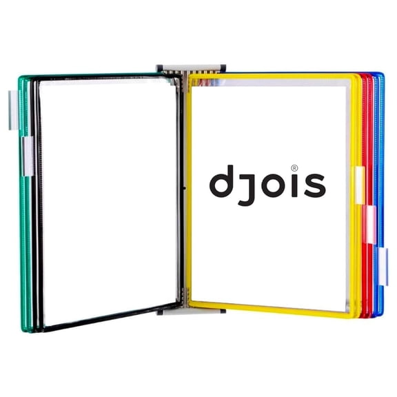 DJOIS by - Wall Mount Reference System - Durable Steel Wire Frames - Letter-Size -10 Double-Sided Display Pockets - 20 Sheet Capacity - Adjustable Tabs - Made in France - Assorted Colors