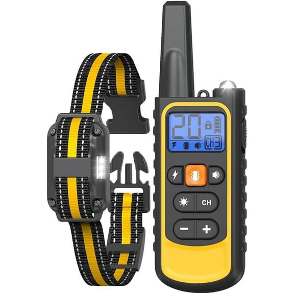 DJROLL Dog Shock Collar with Remote Control, Waterproof Dog Training Collar, 3300FT Rechargeable Electronic Training Collars with 4 Training Modes for Large Medium Small Dogs (8-120lbs)