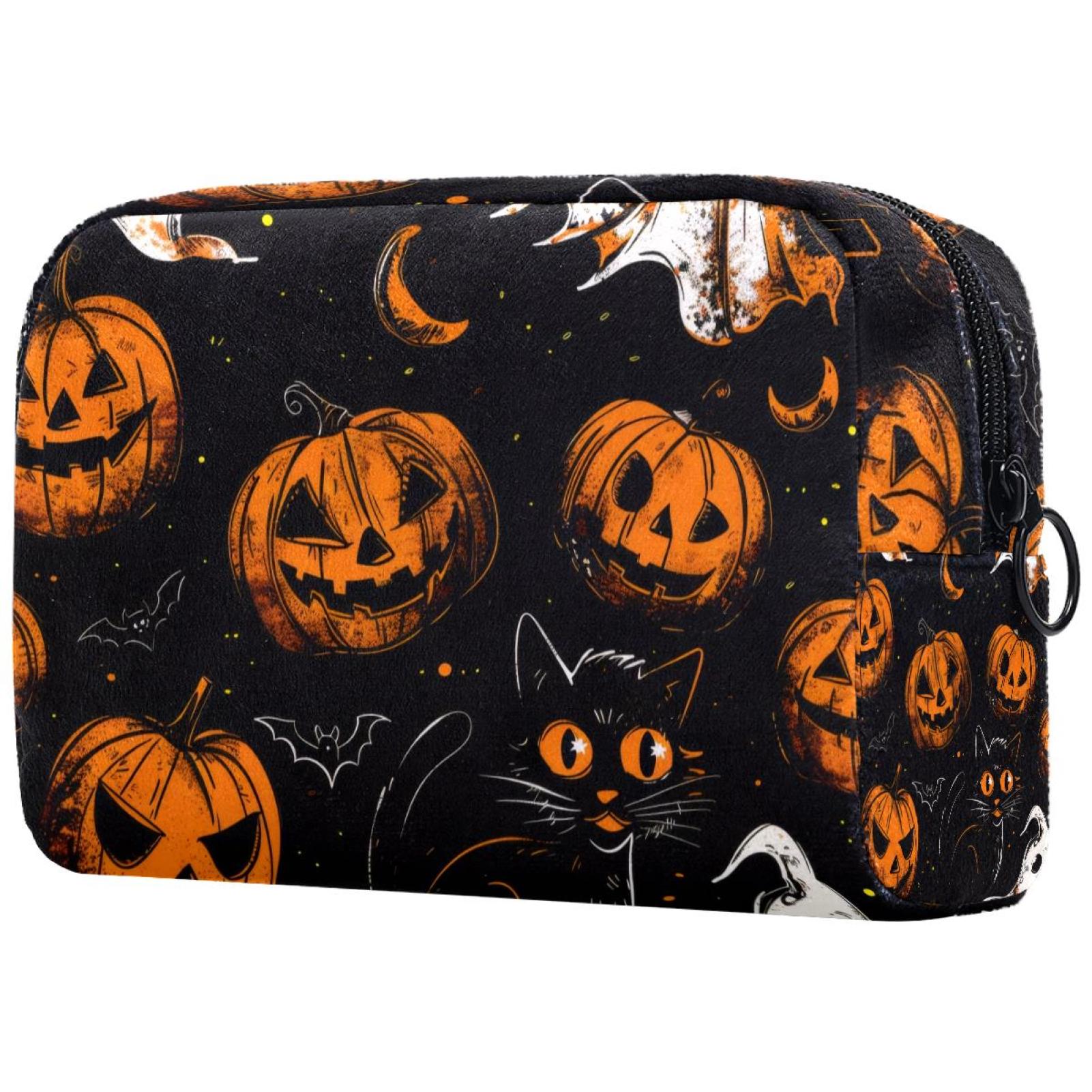 DJROW Cat Pattern Velvet Plush Makeup Bag Soft Touch Travel Cosmetic