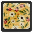 DJROW Floral Pattern 3PCS Drawer Pulls with Screws Decorative Square