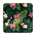 DJROW Leaf Pattern Square Coasters Set of 6 Microfiber Leather NonSlip