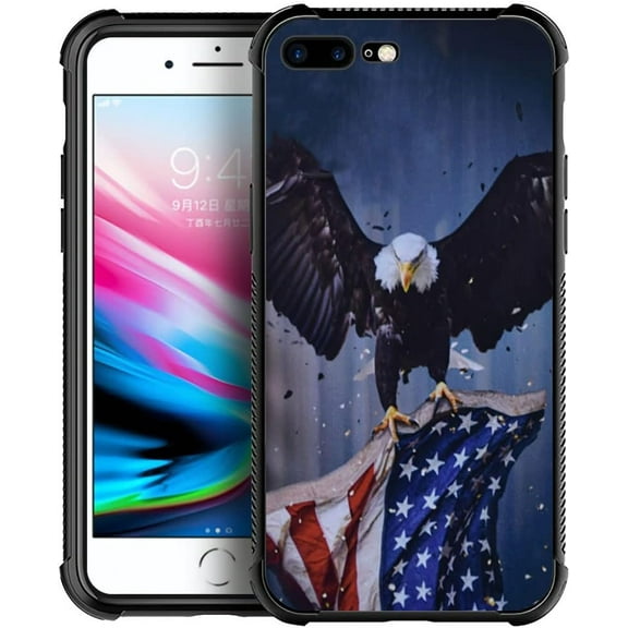 DJSOK Compatible with iPhone 14 Case,Design Pattern Back Bumper Anti Scratch Reinforced Corners Soft TPU Caver,Cases for Men Women-Wood Grain American Flag Buck Hunter Deer