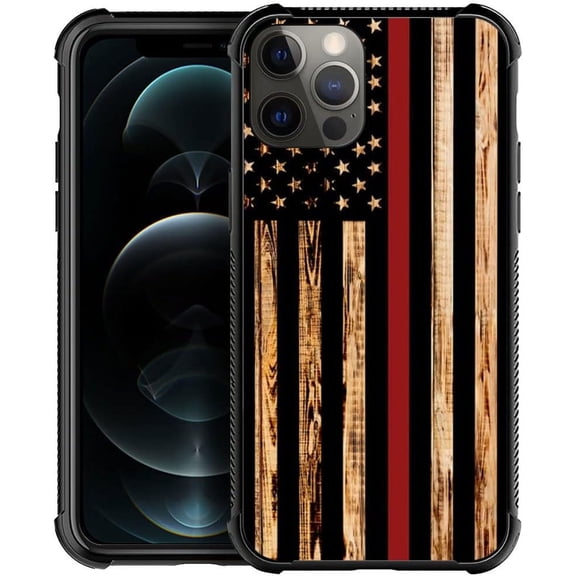 DJSOK Compatible with iPhone 14 Case，Design Pattern Back Bumper Anti Scratch Reinforced Corners Soft TPU Caver,Cases for Men Women-Wood Grain American Flag Buck Hunter Deer