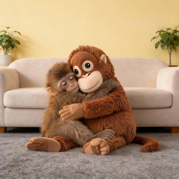 DJUNGELSKOG Punch Monkey Plush, 26 INCH Large Orangutan Soft ToyS Plushies Eco-Friendly Plush Material, Washable & Safe , Realistic Soft Cuddly Monkey Toys