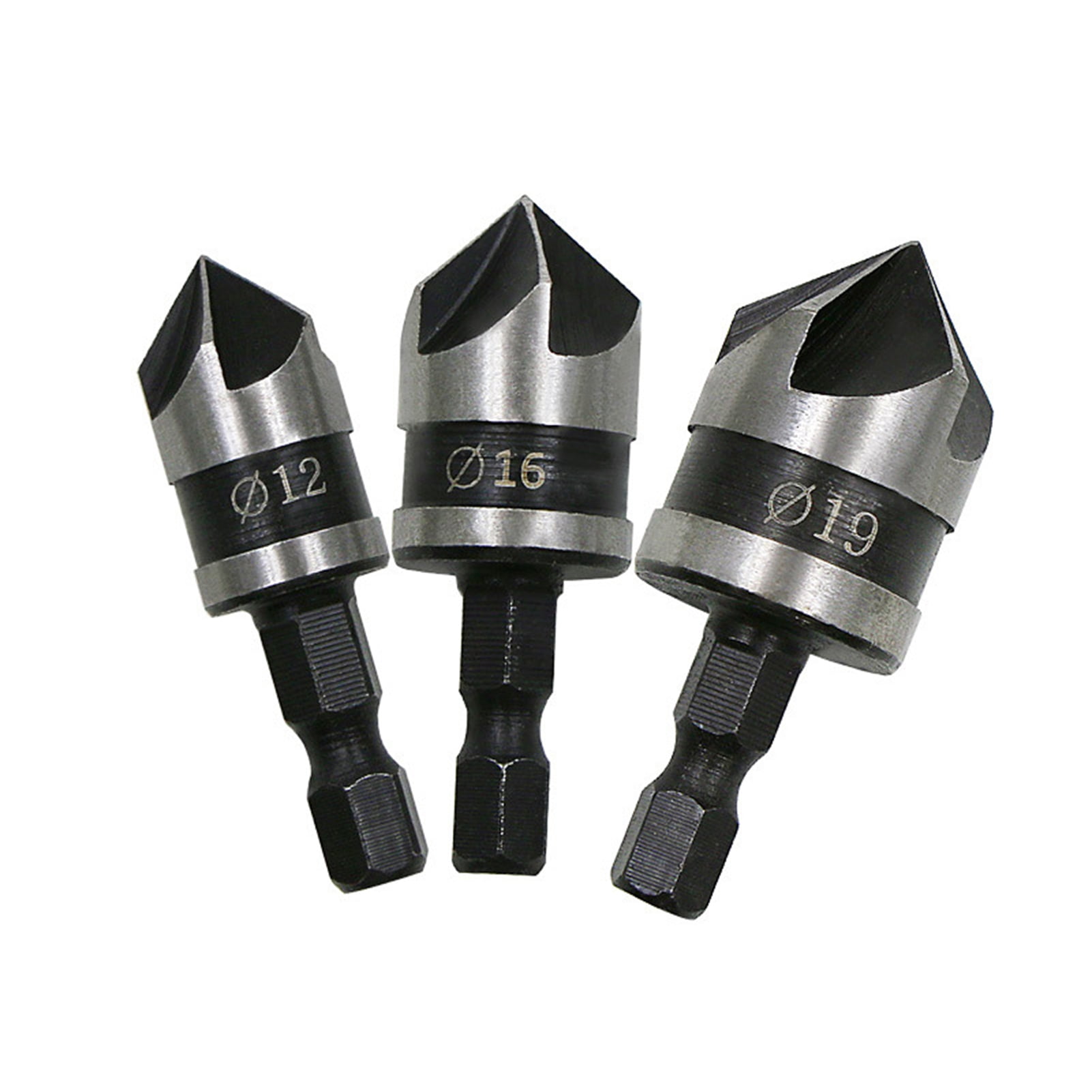 DJZ 3Pcs Five Edge Chamfering Cutter Stainless Steel 90 Degree