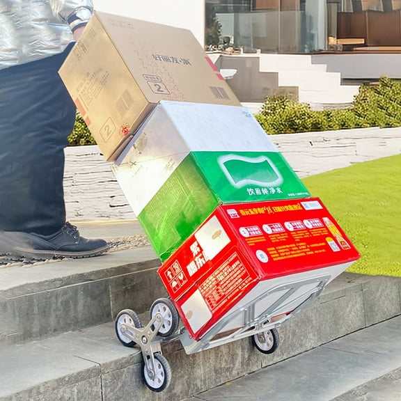 DJZ Collapsible Hand Trolley Heavy-Duty Trolley Cart Stair Climbing Cart with Telescoping Handle _Silver