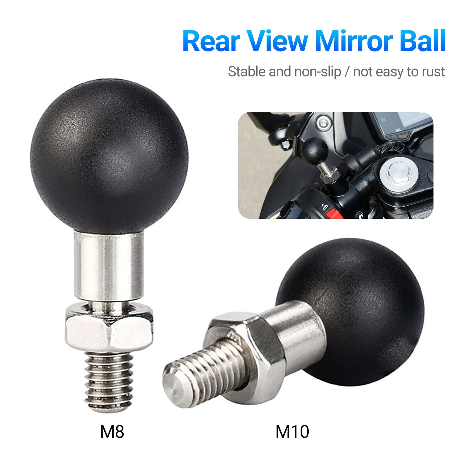 Double Ball Head Motorcycle Mount – Aluminum Alloy Base For Rearview Mirror & Action Camera, Shock-Absorbing & 360° Adjustable - View #2