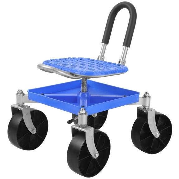 DJZ Rolling Garden Work Seat with Wheels, Gardening Stool for Planting, 360 Degree Swivel Seat, Garden Scooter with Tool Tray, Height Adjustable Garden Chair _Blue