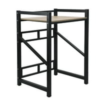 DJZ Over the Washer Storage Shelf Dryer Storage Shelf Washing Machine Storage Utility Rack with Countertop,Height Adjustable Washing Machine Storage Stand Shelving Bathroom (Black)