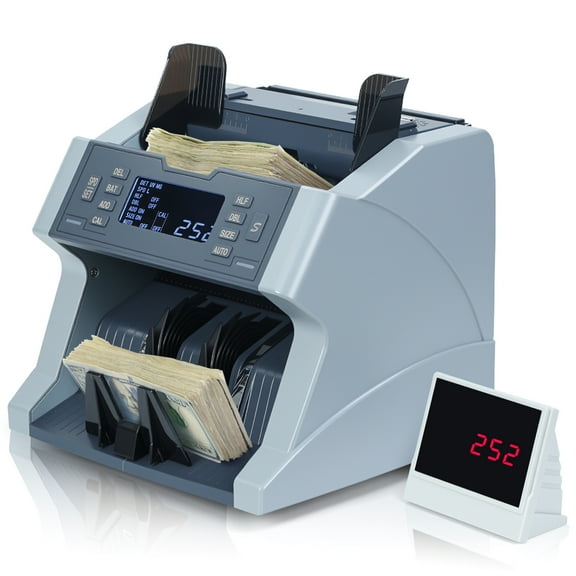 DJZ Xd-500 Money Counter Machine Count Value Mixed Denomination Cash Counter with Lcd Display,UV/Mg/Ir/Hlf/Dbl/Size Counterfeit Detection Bill Counter,1500 Notes/Min