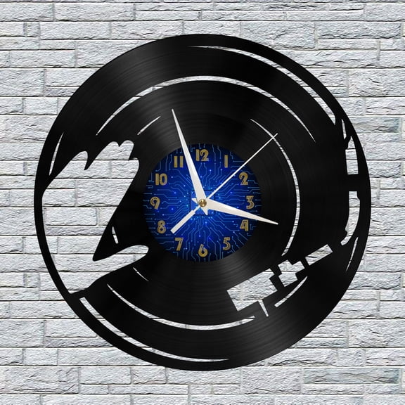 DJing Vinyl Wall Clock, Vinyl Record Clock Wall Art Silent & Non-ticking(12 inchs B)