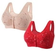 thumbnail image 1 of DJskiyers 2 Pc Older Women's Bras Comfy Push up Brassiere Plus Size Bralette Full Coverage Sleep Bras Front Closure Bra, 1 of 2