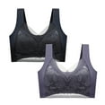 thumbnail image 1 of DJskiyers 2 Pc Women's Plus Size Bralettes High Support Daily Bra No Underwire Wireless Push up Bras, 1 of 4
