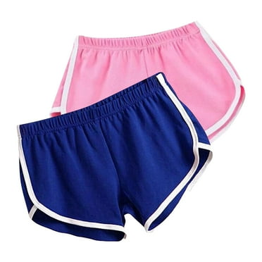 DJskiyers 2 Pc Workout Running Short Pants For Women Yoga Sport Shorts Solid Color Dolphin Shorts Mid Waisted Trendy Shorts No Drawstring Gym Shorts