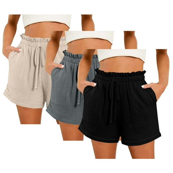 DJskiyers 3 Pack Casual Shorts for Women Active Athletic Short Pants Lounge Shorts Beach Vacation Shorts Boyfriend Shorts