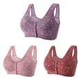 thumbnail image 1 of DJskiyers 3 Pc Older Womens Bra Plus Size Daisy Bras Button Front Closure Brassiere Full Coverage Sleep Bra, 1 of 9
