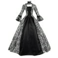 thumbnail image 1 of DJskiyers Ball Gowns for Women formal Vintage Dress Plus Size Court Collar Gothic Dress Long Sleeve Patchwork Square Neck Party Dress, 1 of 3